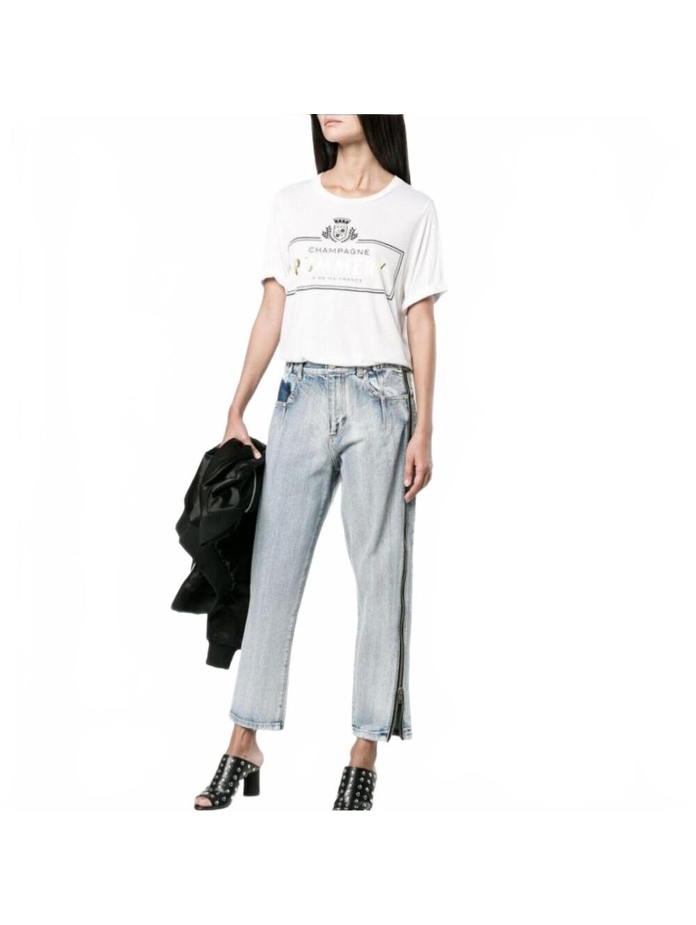 3.1 Phillip Lim Blue Full Side Zipper Ankle Cropped Jeans Size 00